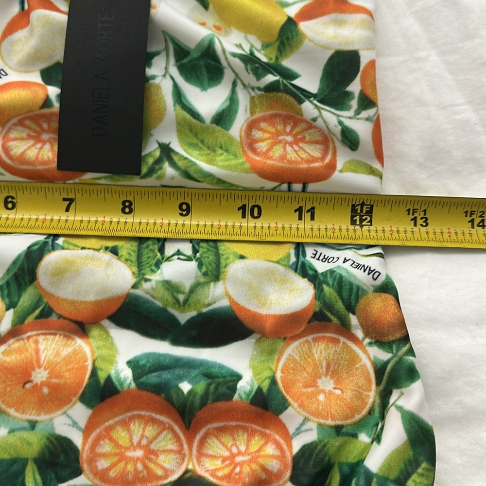 DANIELA CORTE White Citrus Print One Piece Swimsuit Silver accent Size Medium - Picture 3 of 14